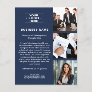 Moderne Foto-Logo-QR-Navyblau Unternehmensgeschäft Flyer