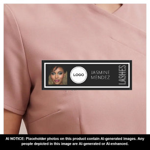 Moderne FOTO & Logo Schwarz Weiße Wimpern Künstler Namensschild
