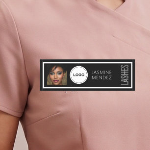Moderne FOTO & Logo Schwarz Weiße Wimpern Künstler Namensschild