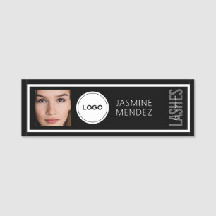 Moderne FOTO & Logo Schwarz Weiße Wimpern Künstler Namensschild
