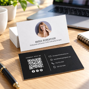 Moderne Foto-Minimalist- QR-Code-Social-Media Visitenkarte