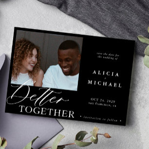 Moderne Foto minimalistisch Schwarz Drehbuchschick Save The Date