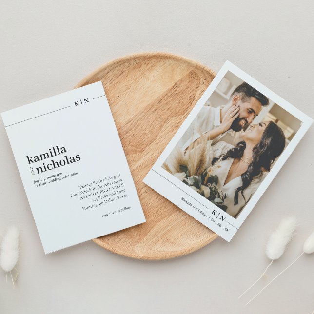 Moderne Foto Monogram Hochzeit Einladung (Von Creator hochgeladen)