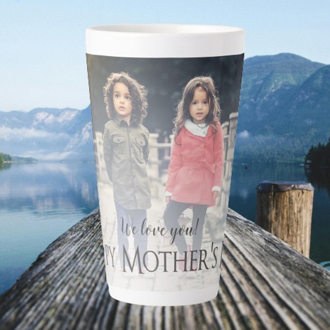 Moderne Foto Muttertag Latte Tasse (Modern Photo Mothers Day Personalized Latte Mug)