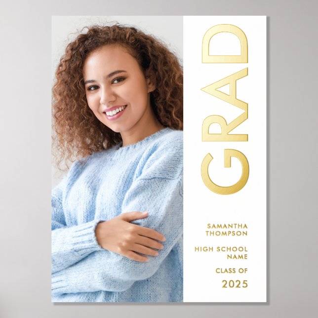 Moderne Foto Name Class of 2025 Abschluss Real Foliendrucke (Vorderseite)