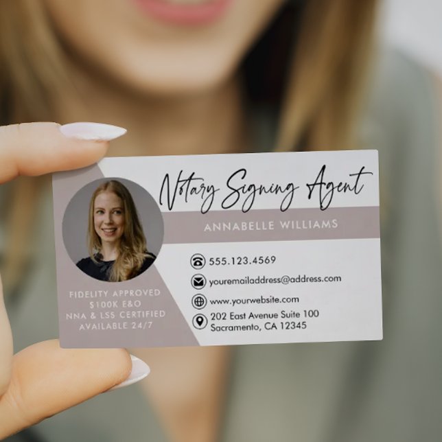 Moderne Foto Notar Signatur Agent Business Card Visitenkarte (Von Creator hochgeladen)