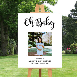 Moderne Foto Oh Baby Shower Willkommensschild Poster
