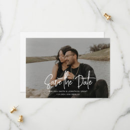 Moderne Foto Overlay-Handschrift-Hochzeit Save The Date