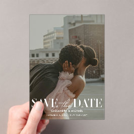Moderne Foto-Overlay-Hochzeit Sichern Sie das Datu Acryleinladungen
