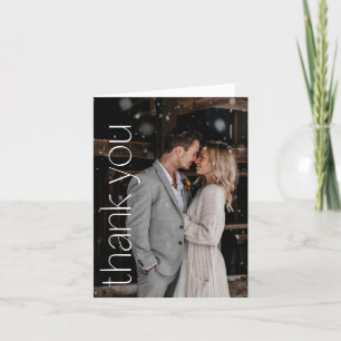 Moderne Foto-Overlay-Hochzeitsnachricht gefaltet Dankeskarte