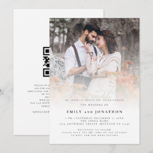 Moderne Foto-Overlay-QR-Code-Hochzeit Einladung