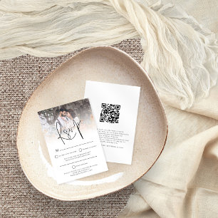 Moderne Foto Overlay QR Code Hochzeitweise RSVP-Ka Einladung