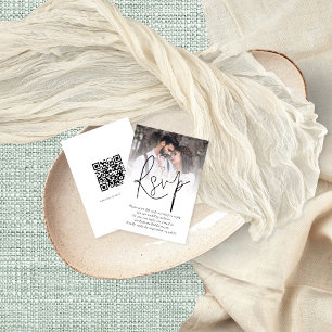 Moderne Foto Overlay QR Code Hochzeitweise RSVP-Ka Einladung