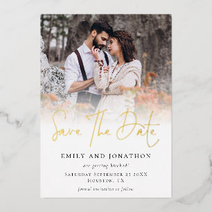 Moderne Foto Overlay Real Foil Save the Date Karte