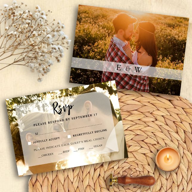 Moderne Foto Overlay-RSVP-Karte RSVP Karte (Modern Photo Overlay Wedding RSVP card)