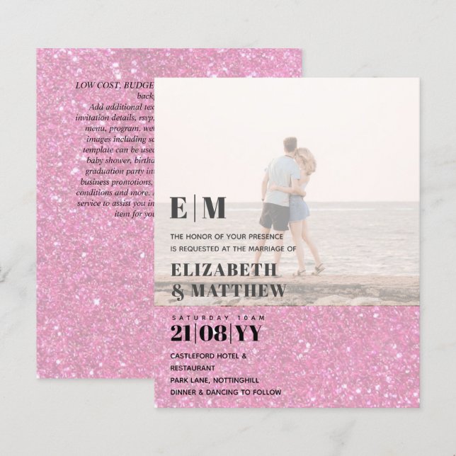 Moderne Foto Overlay Text Wedding laden Elegant ei (Vorne/Hinten)
