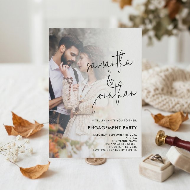 Moderne Foto Overlay-Verlobung Einladung (Von Creator hochgeladen)