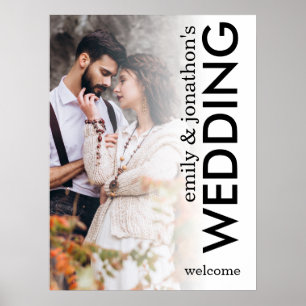 Moderne Foto-Overlay-Willkommensnamen-Hochzeitspos Poster