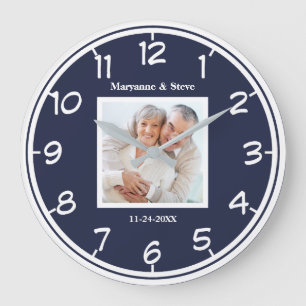 Moderne Foto Paare Hochzeitstag Große Wanduhr