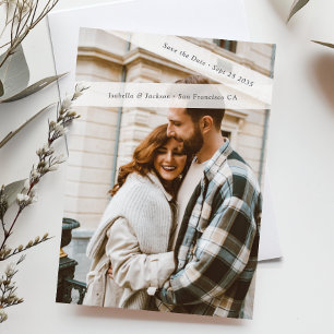 Moderne Foto-Papierband-Save-the-Date-Hochzeit Save The Date