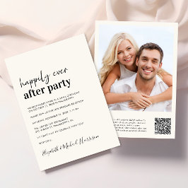 Moderne Foto QR Code Cream Wedding Reception Einladung