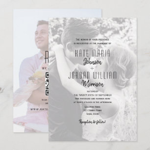 Moderne Foto-QR-Code-Hochzeit Einladung