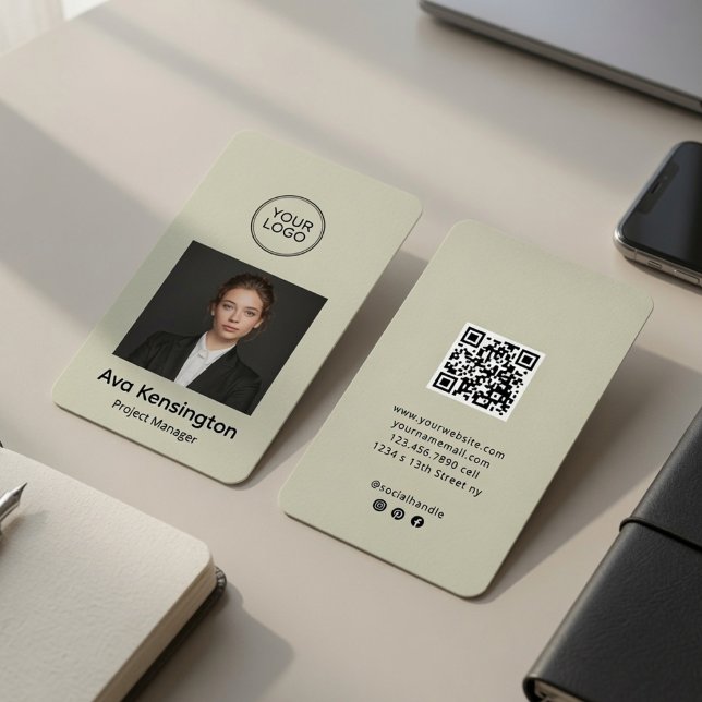 Moderne Foto-QR-Code Personalisiert  Visitenkarte (Von Creator hochgeladen)