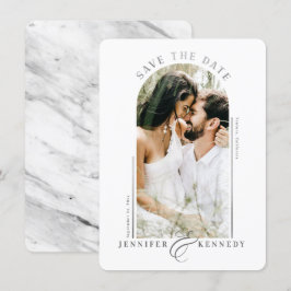 Moderne Foto-Rahmen Silver Gray Marmor Zurück Save The Date