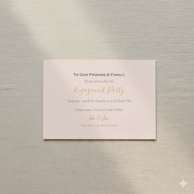 Moderne Foto rosa Einladung (Modern photo pink and gold engagement party invitation card.)