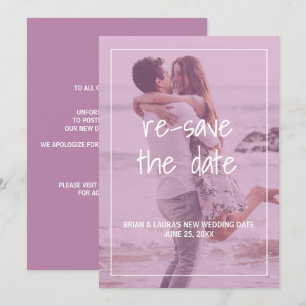 Moderne Foto Rosa Filter Hochzeit Verschiebung Einladung
