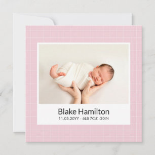 Moderne Foto-Rosa-Muster-Baby-Geburtsanzeige
