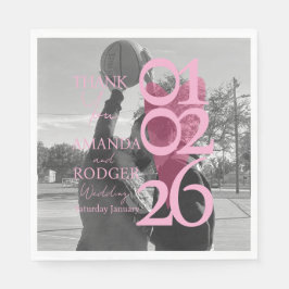 Moderne Foto-Rosa-Typografie Dankeskarten Serviette