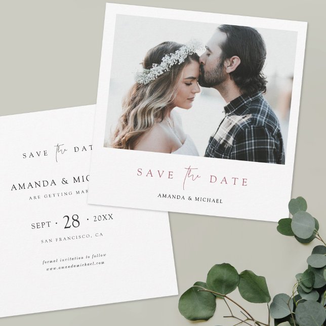 Moderne Foto Rose Gold Save the Date einladen (Von Creator hochgeladen)