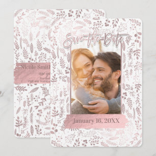 Moderne Foto-Rose-Goldfolie 'Save the Date' Einladung