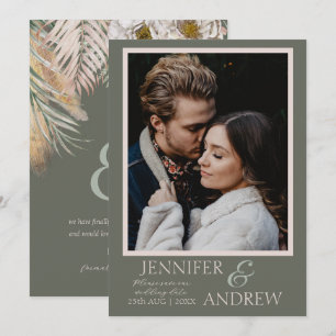 Moderne Foto Sage Green Tropical Save-the-Date-Kar Save The Date