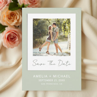 Moderne Foto Sage Green Wedding Save The Date