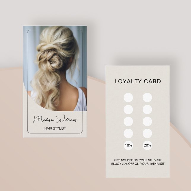 Moderne Foto Salon Hair Stylist Loyalität Karte (Modern Photo Salon Hair Stylist Loyalty Card)