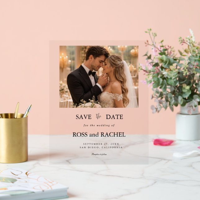 Moderne Foto Save the Date  Acrylschild (Hochzeit)