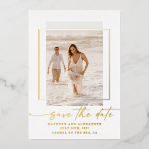 Moderne Foto Save The Date Echtgoldfolie Einladung