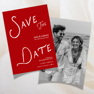 Moderne Foto-Save-the-Date-Karte Rot Einladung