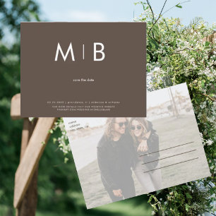 Moderne Foto-Schokoladen-Monogramm-Hochzeitseinlad Postkarte
