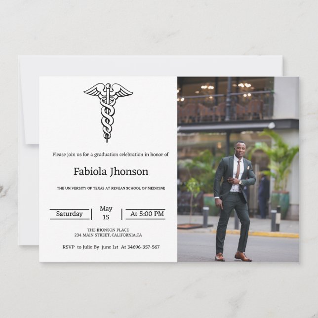 Moderne Foto Schule für Medizin Abschluss Ankündigung (Vorderseite)