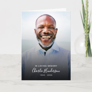 Moderne Foto Schwarz-Weiß gefaltete Anteilnahme Dankeskarte