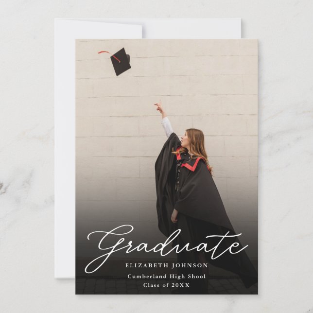 Moderne Foto Script Graduation Party Einladung (Vorderseite)