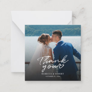 Moderne Foto Script Hochzeit Danke Note Card Mitteilungskarte