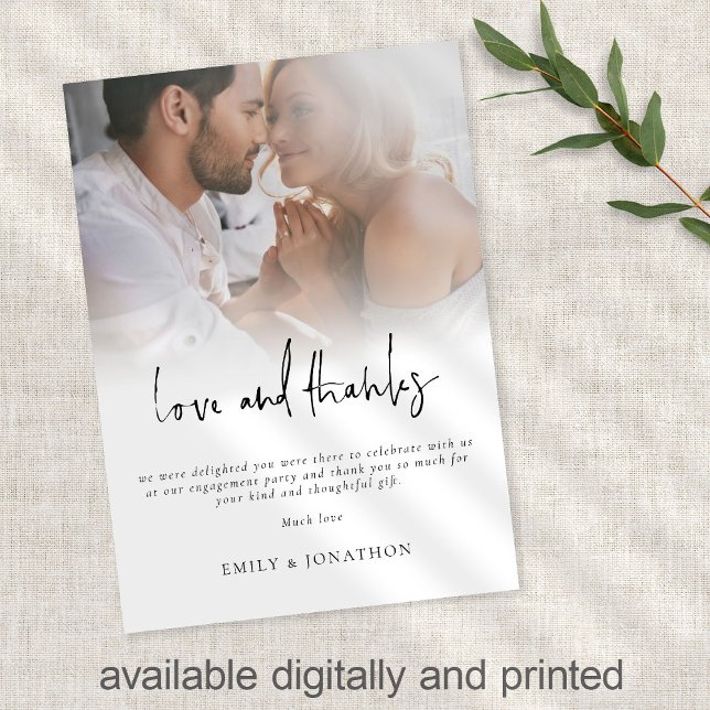 Moderne Foto Script Verlobung Liebe und Dank Karte (Von Creator hochgeladen)