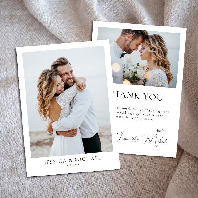Moderne Foto Script Wedding Danke Card (Von Creator hochgeladen)