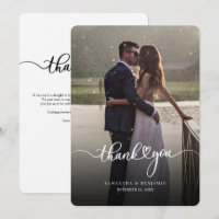Moderne Foto Script Wedding Danke Card