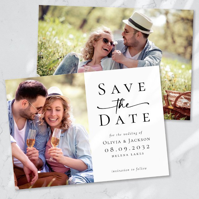 Moderne Foto Script Wedding Save The Date (Von Creator hochgeladen)