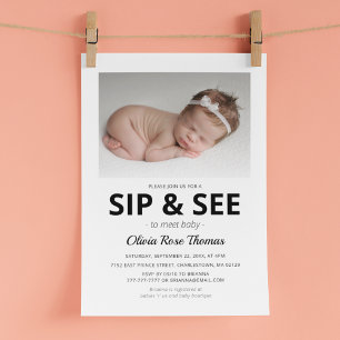 Moderne Foto-Sip-and-See-Party-Einladung Einladung